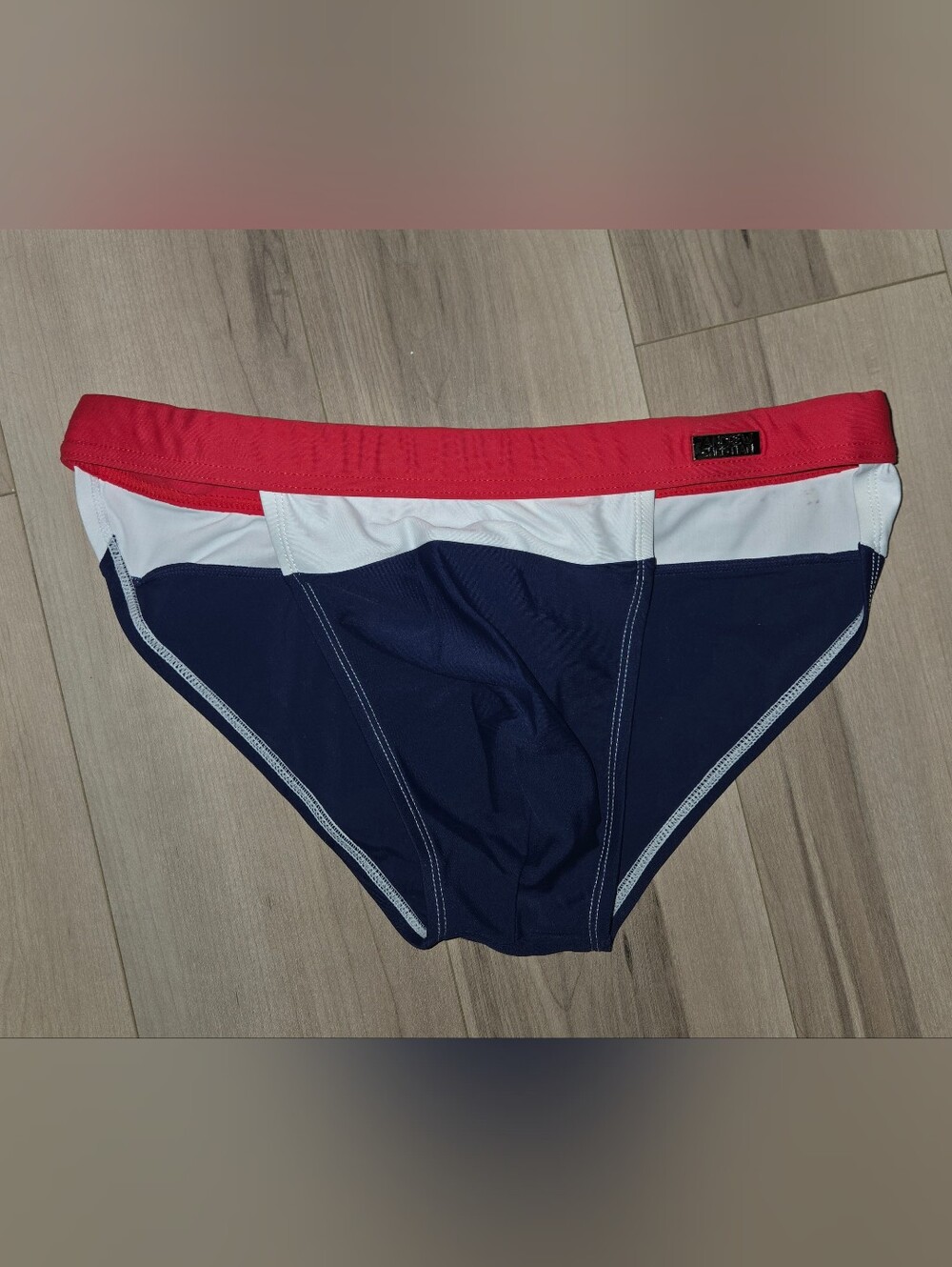 Andrew Christian Navy, White & Red Men's Swim Briefs